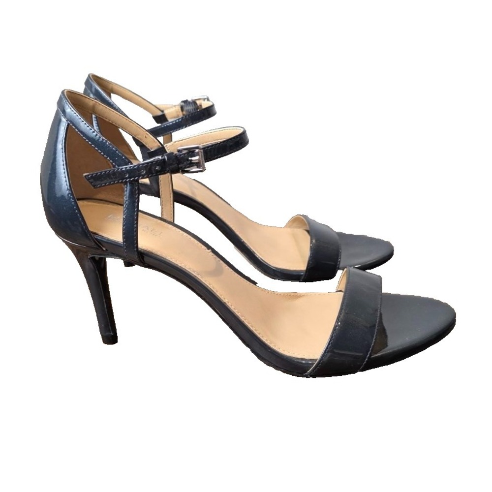 Michael Kors Simone Women's Heels Size 7.5 Navy Patent Leather Sandals